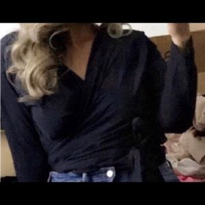 NAVY BLUE WRAP SHIRT